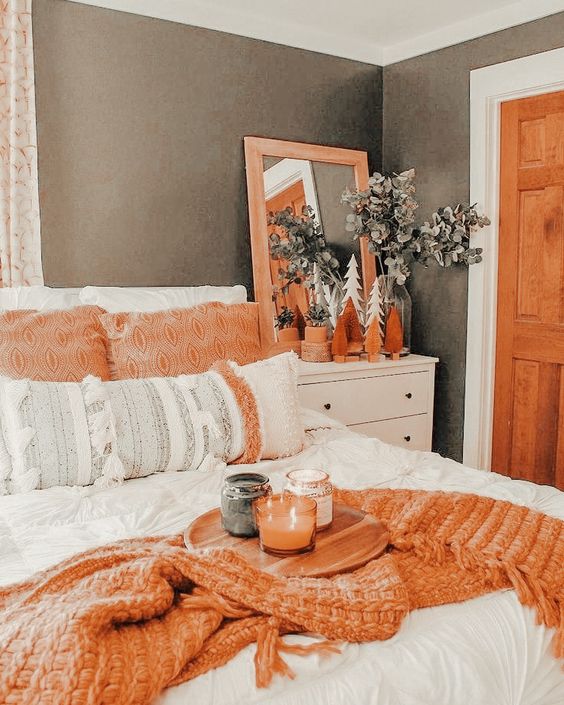 deka oranžová podzimní ložnice