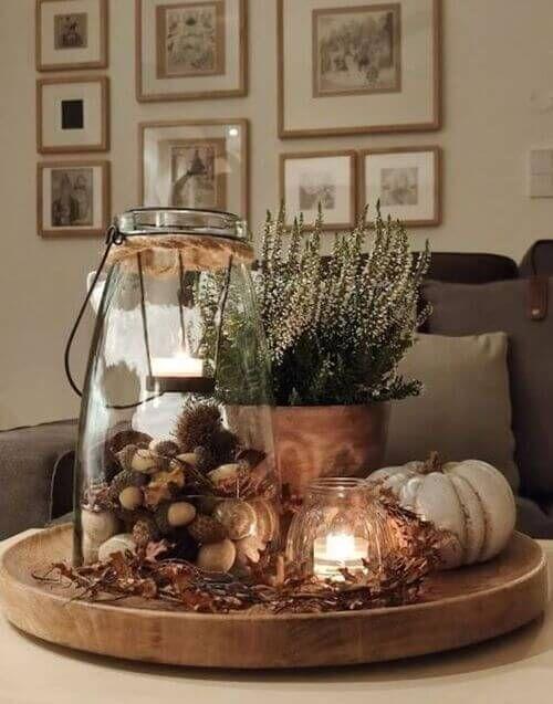 podzimní dekorace se svíčkou